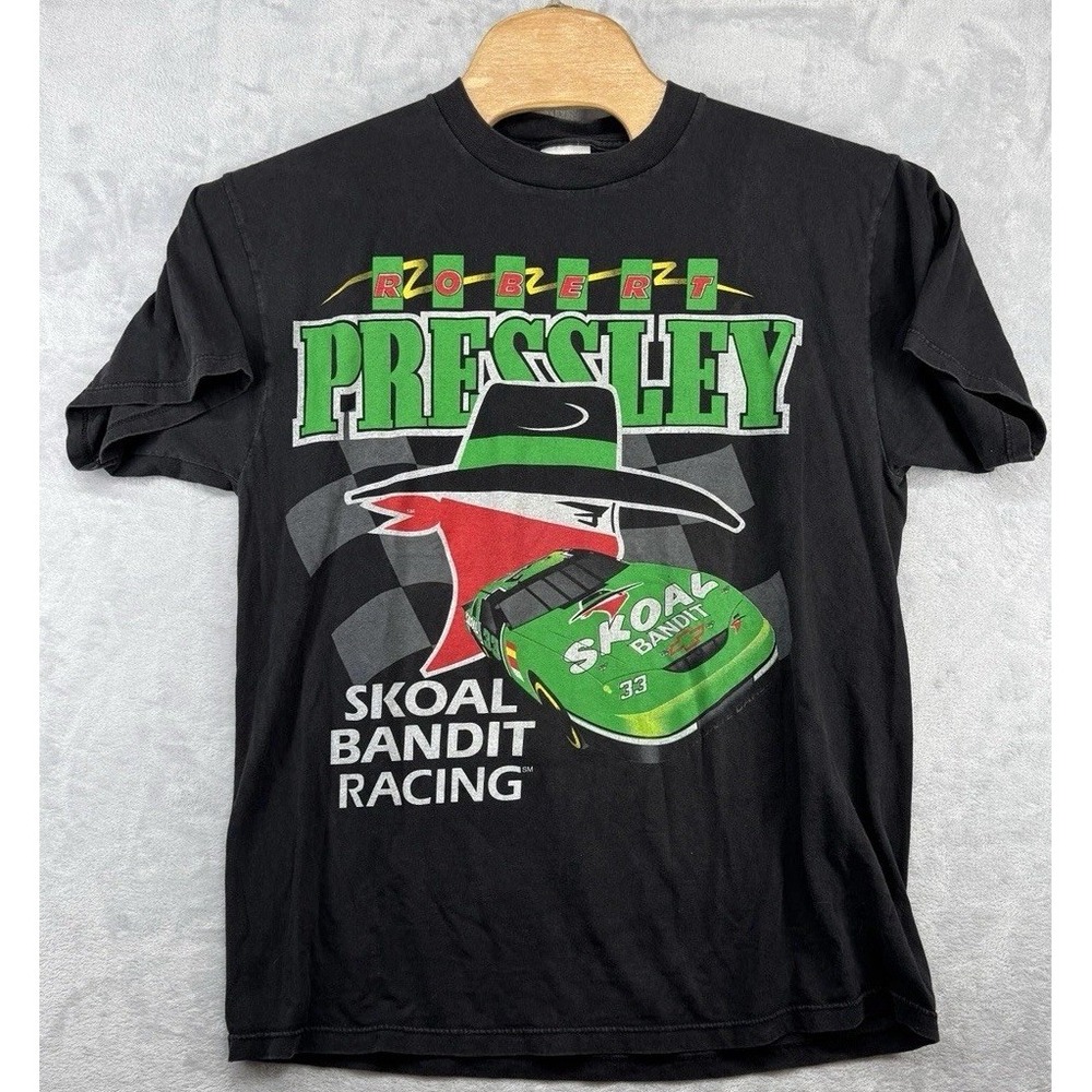 Vintage Tultex Robert Pressley Skoal Bandit Racing NASCAR T-Shirt Black Men's XL